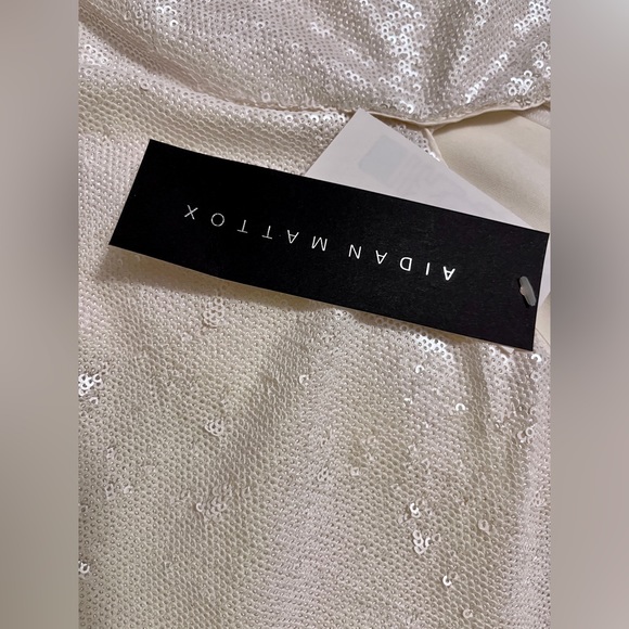 Aidan Mattox Ivory Sequin Short Sleeve Romper - Picture 10 of 15